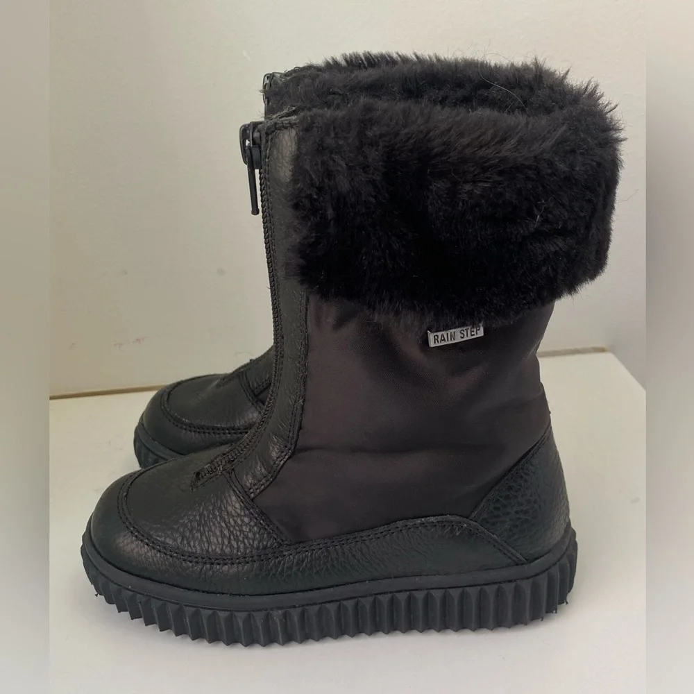 NATURINO Girls Black Rainstep Snow Boots - Size 27